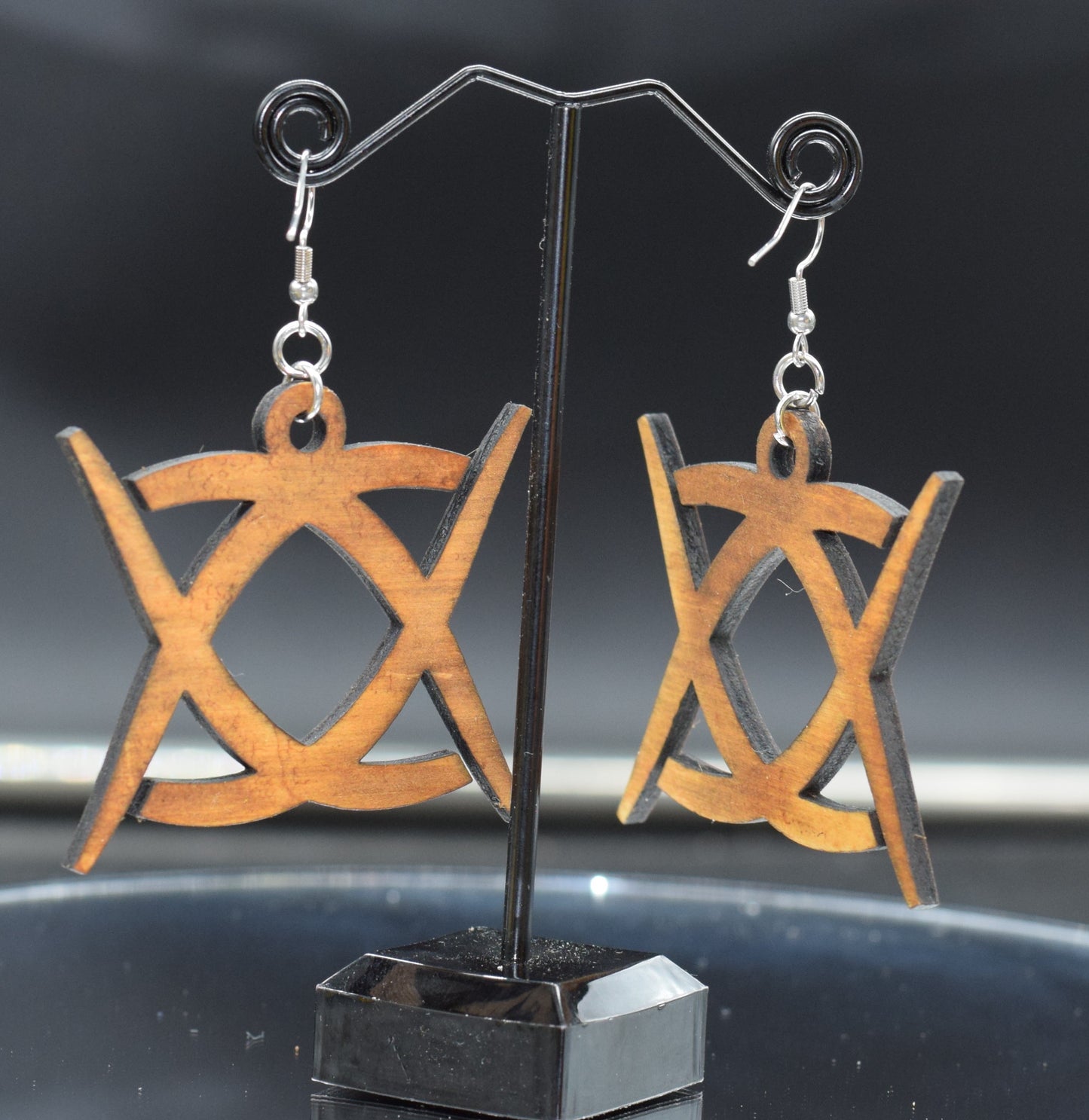 45mm Wooden Earring on Stainless Steel Hook