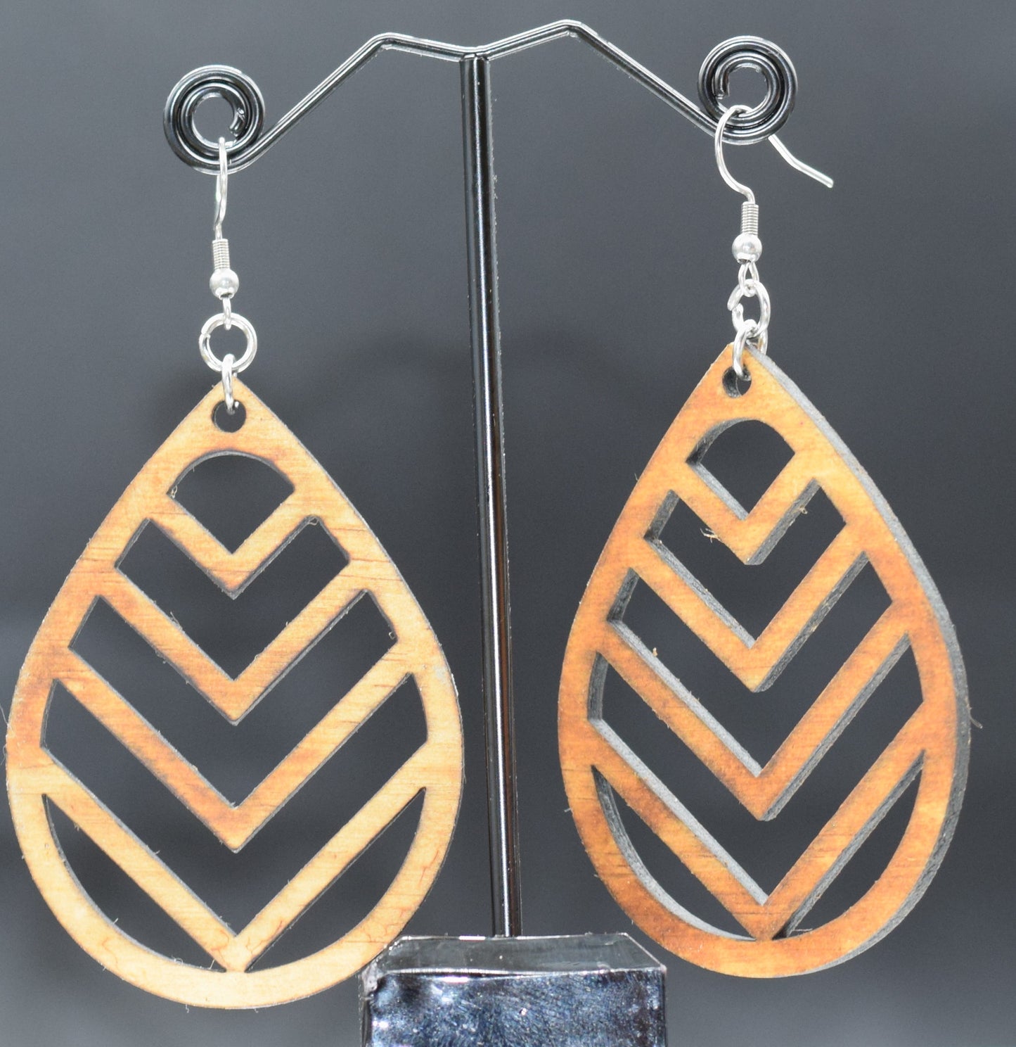 55mm Wooden Earrings on Stainless Steel Hooks
