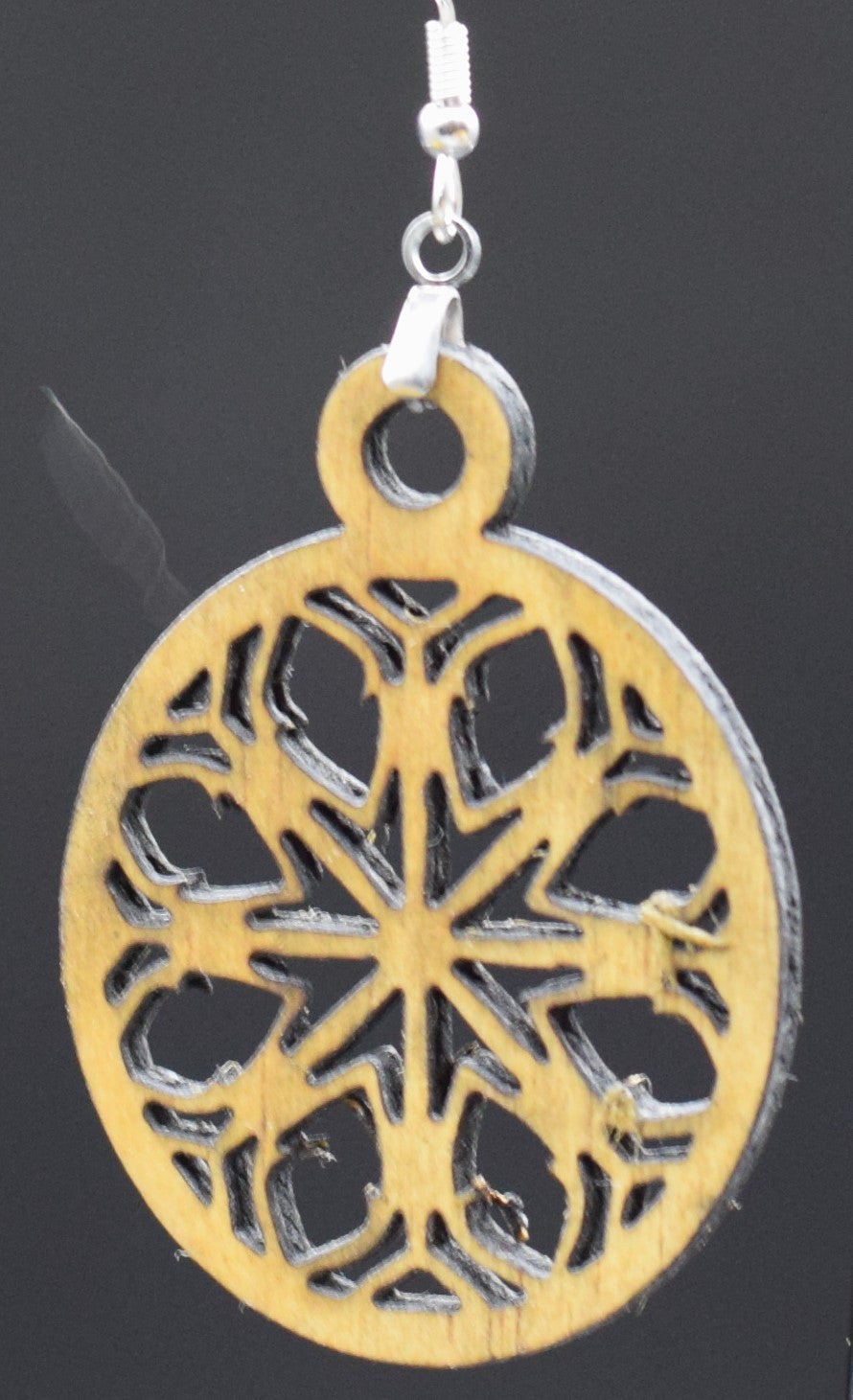 40mm Wooden Mandala Earrings on Stainless Steel Hooks