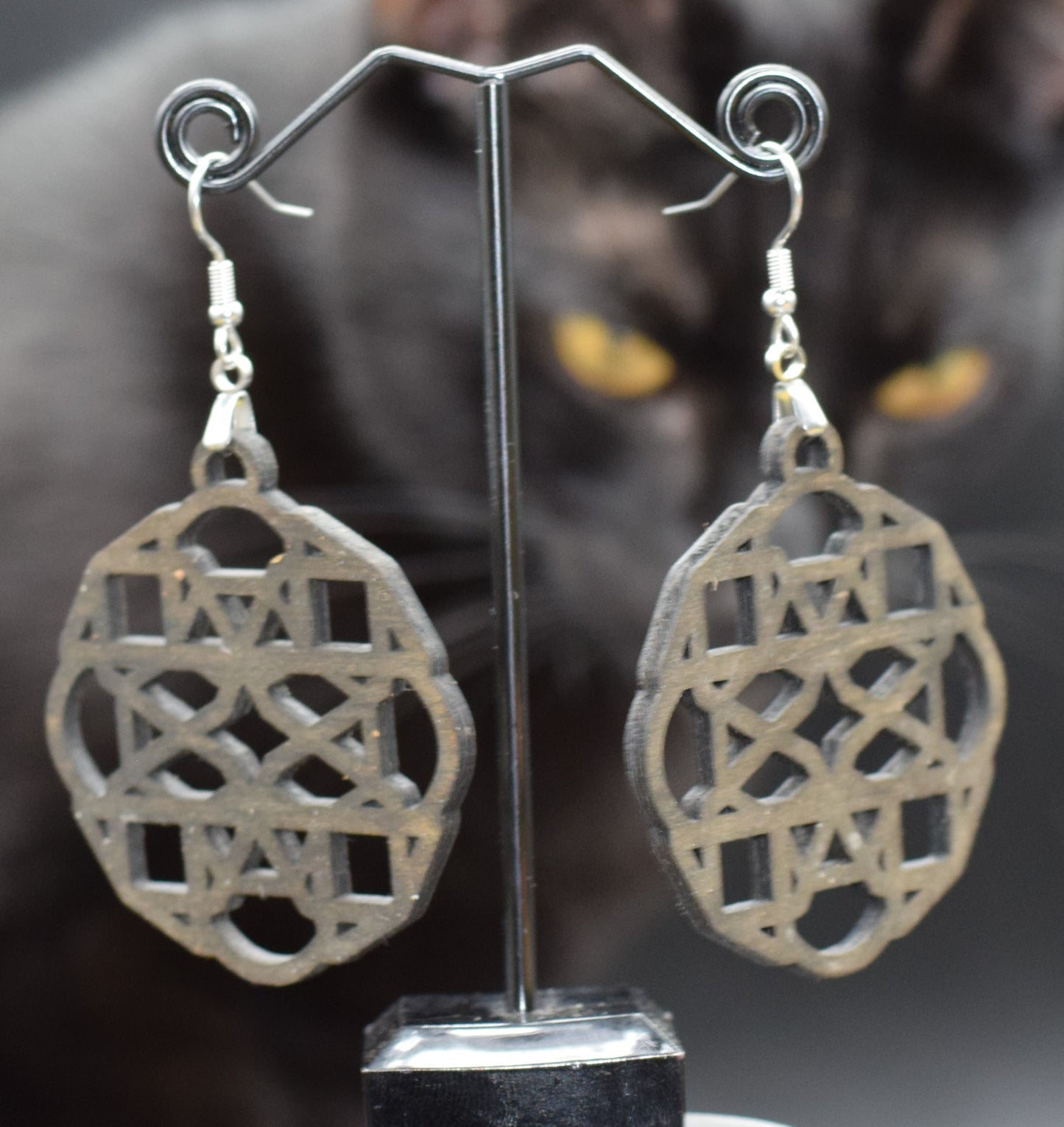 50mm Wooden Mandala Earrings on Stainless Steel Hooks