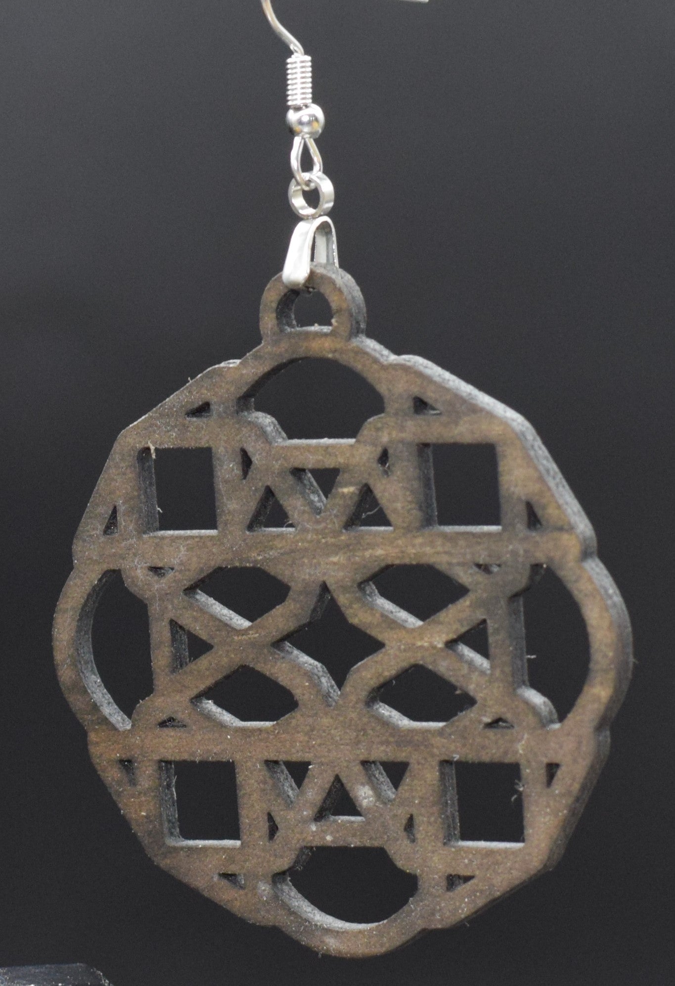 50mm Wooden Mandala Earrings on Stainless Steel Hooks