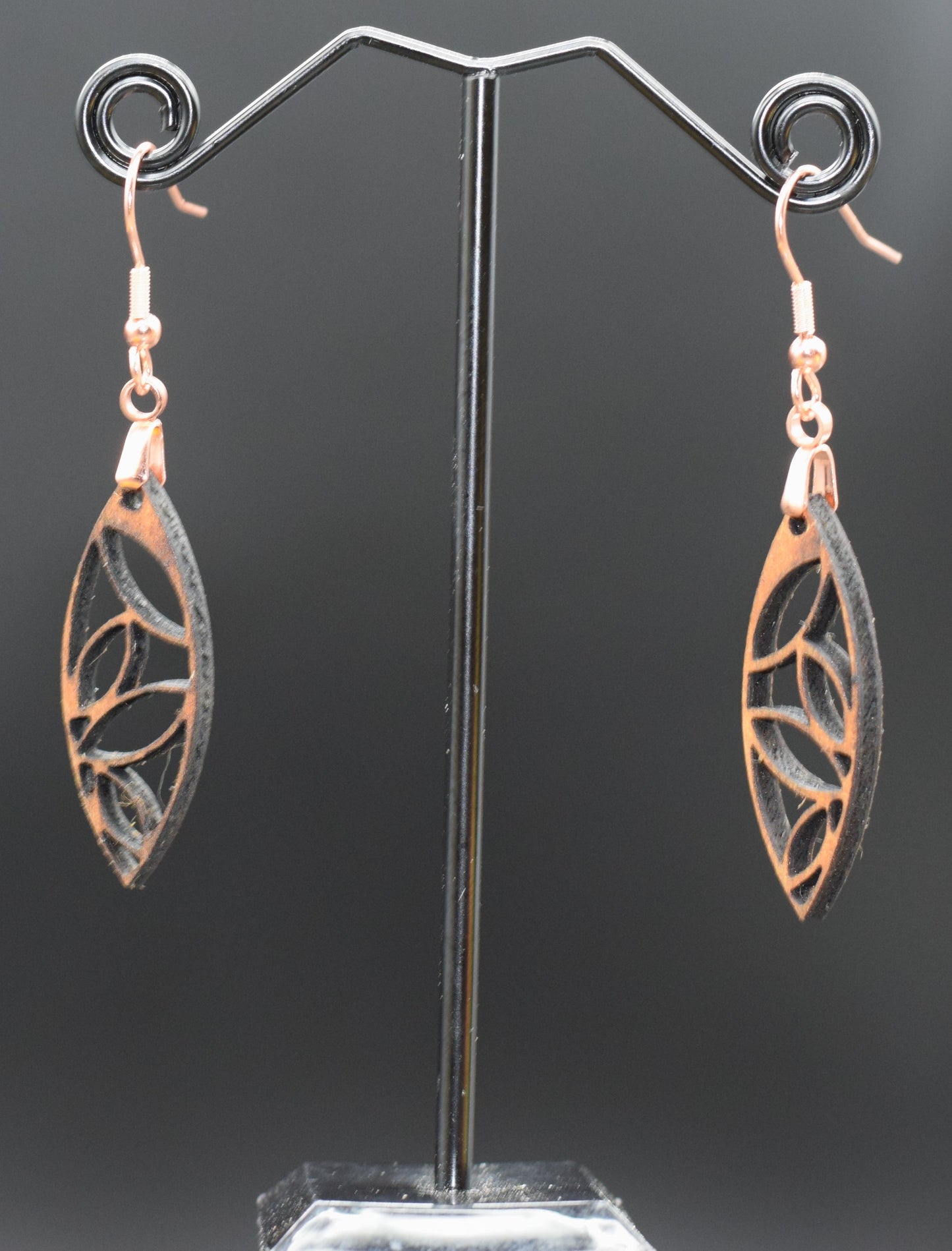 30mm Wooden Leaf Earrings on Stainless Steel Hooks