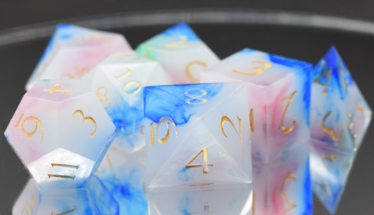 7pc Arcane Magic Sharp Edge Hand Made Dice