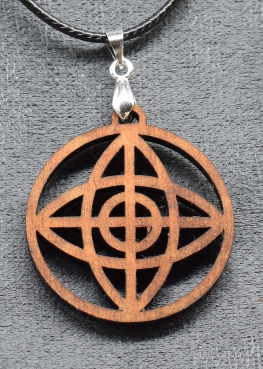 Wooden Celtic Cross Pendant on Adjustable Leatherette Necklace
