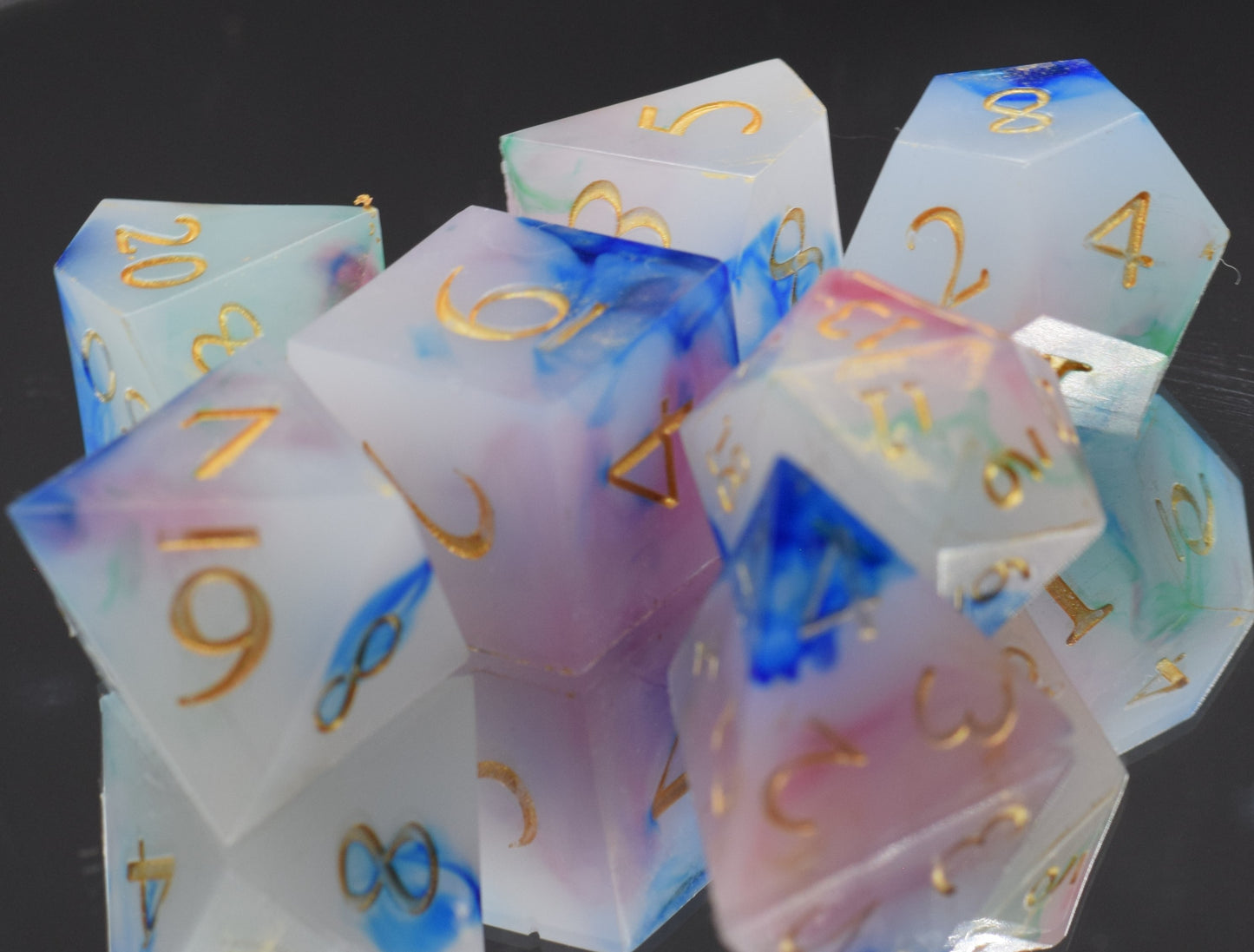 7pc Arcane Magic Sharp Edge Hand Made Dice