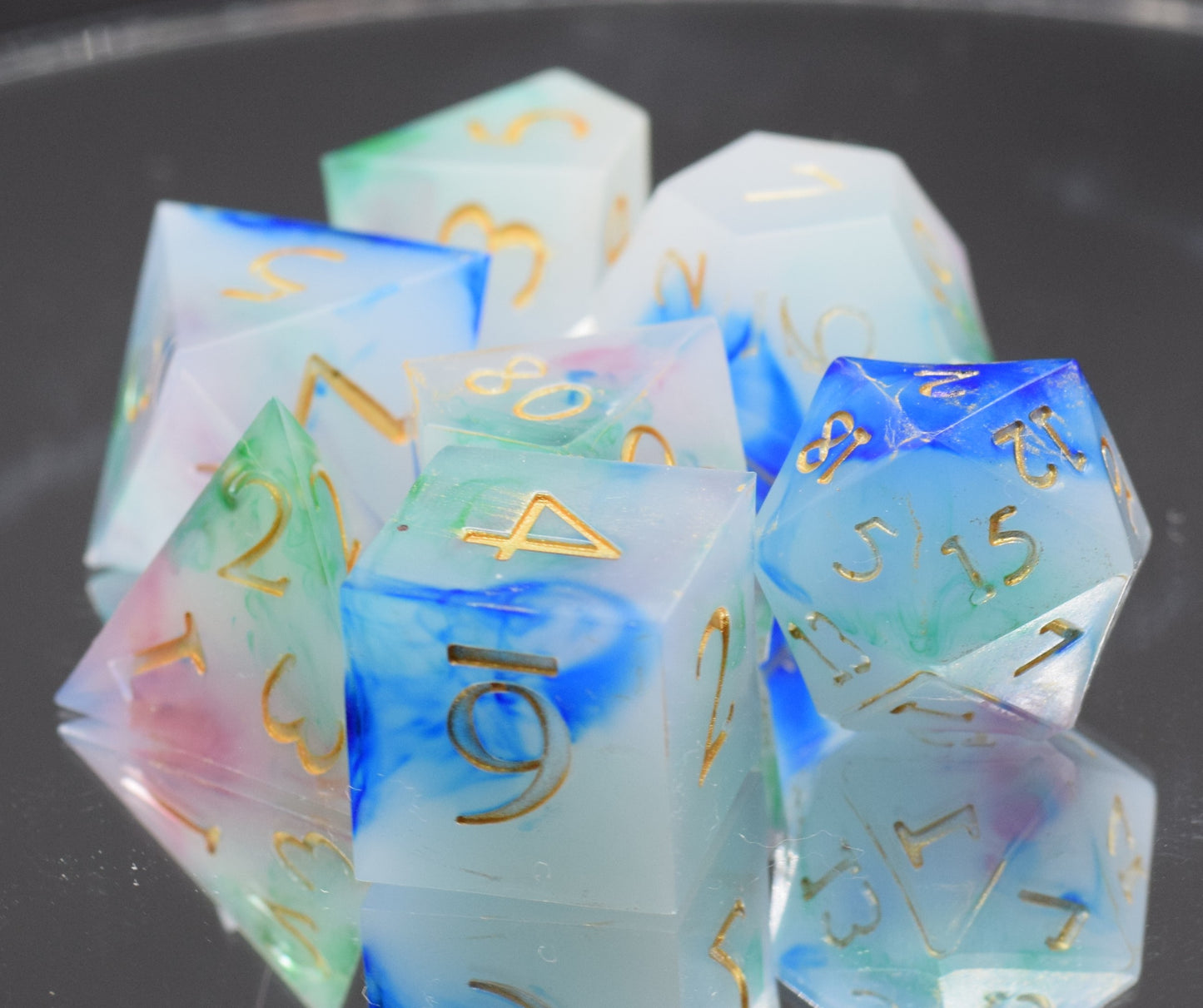 7pc Arcane Magic Sharp Edge Hand Made Dice