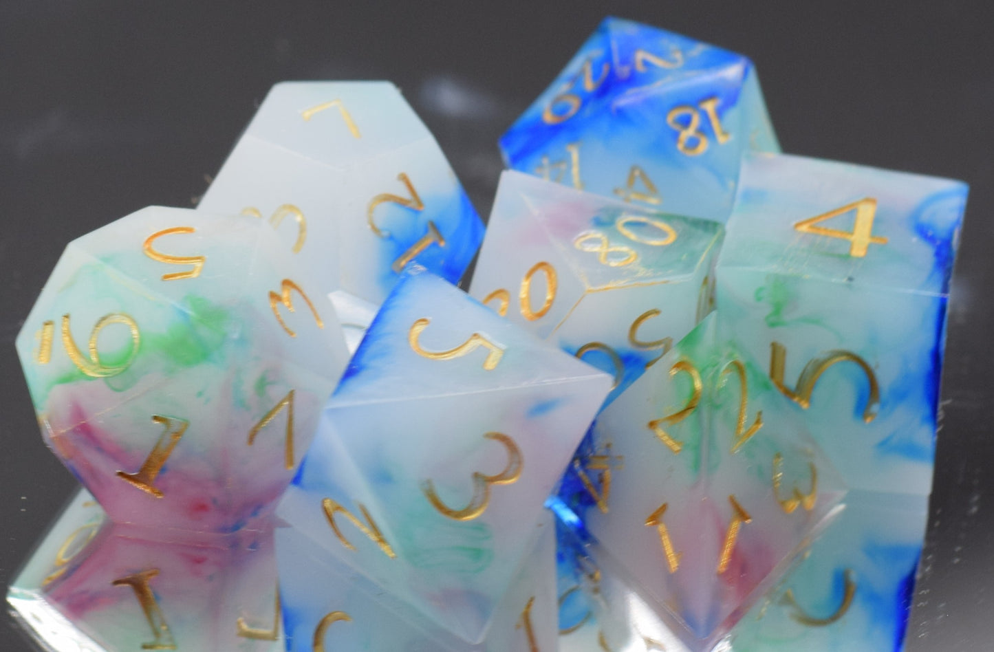 7pc Arcane Magic Sharp Edge Hand Made Dice