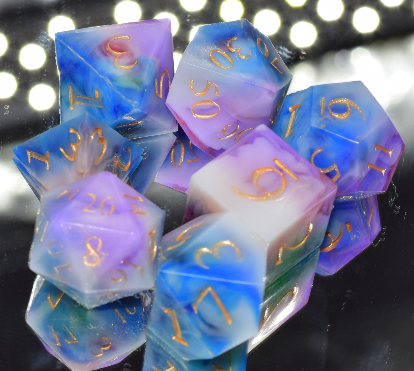 7pc Arcane Magic Sharp Edge Hand Made Dice