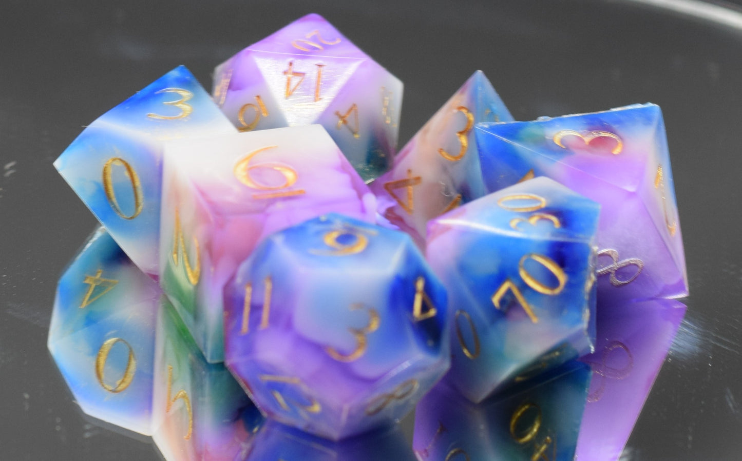 7pc Arcane Magic Sharp Edge Hand Made Dice