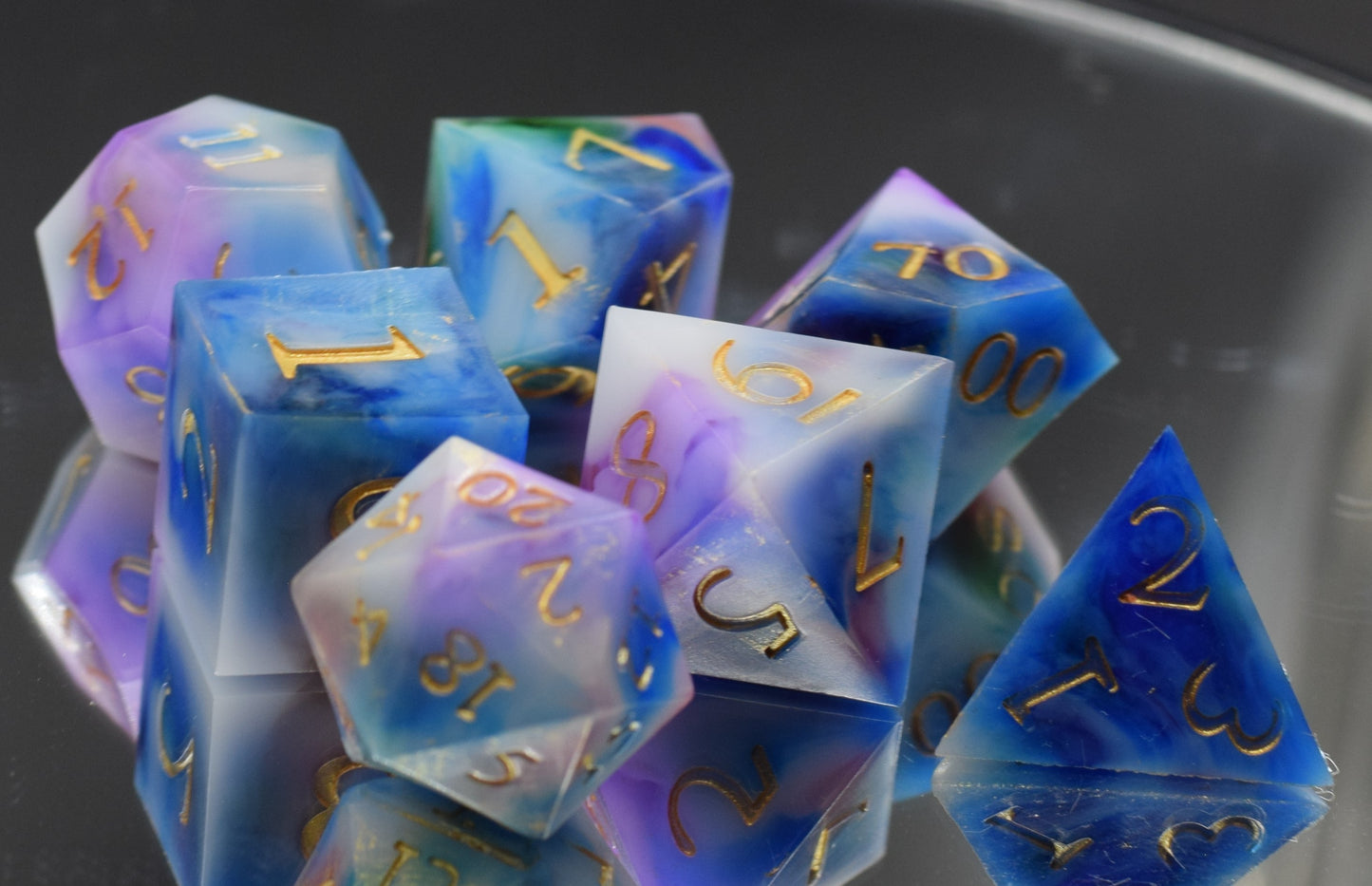 7pc Arcane Magic Sharp Edge Hand Made Dice