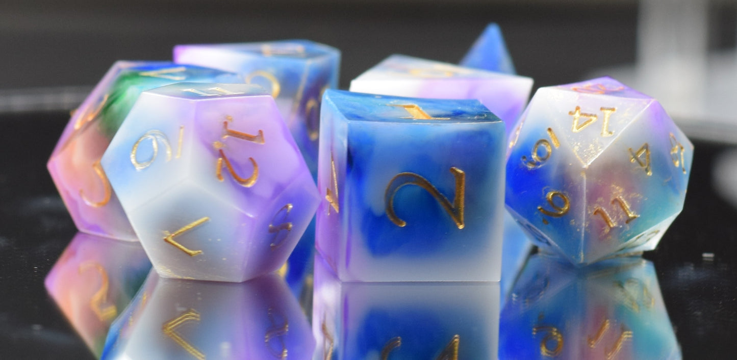 7pc Arcane Magic Sharp Edge Hand Made Dice