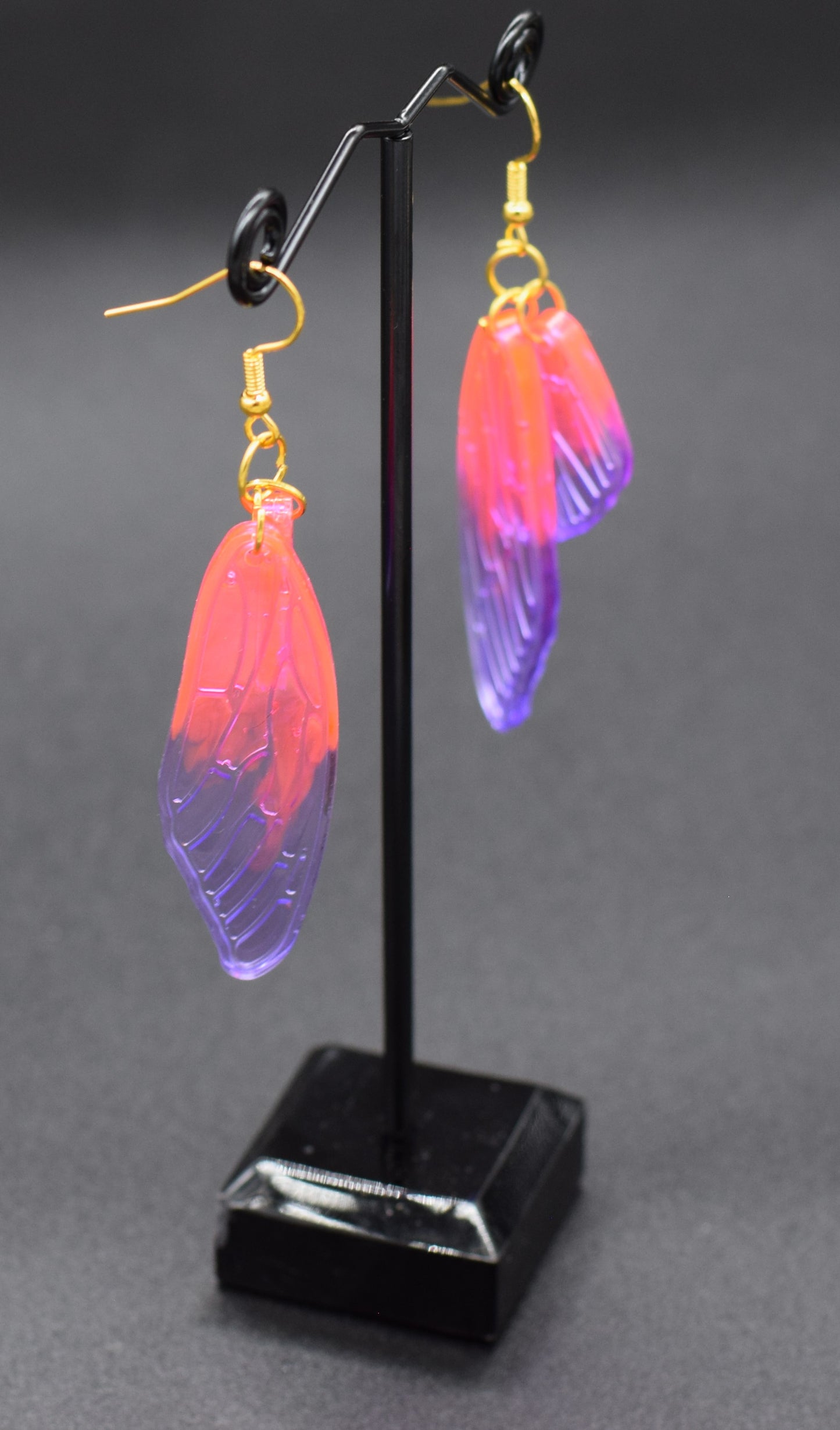 Fae Wings Resin Earrings in Pink and Purple