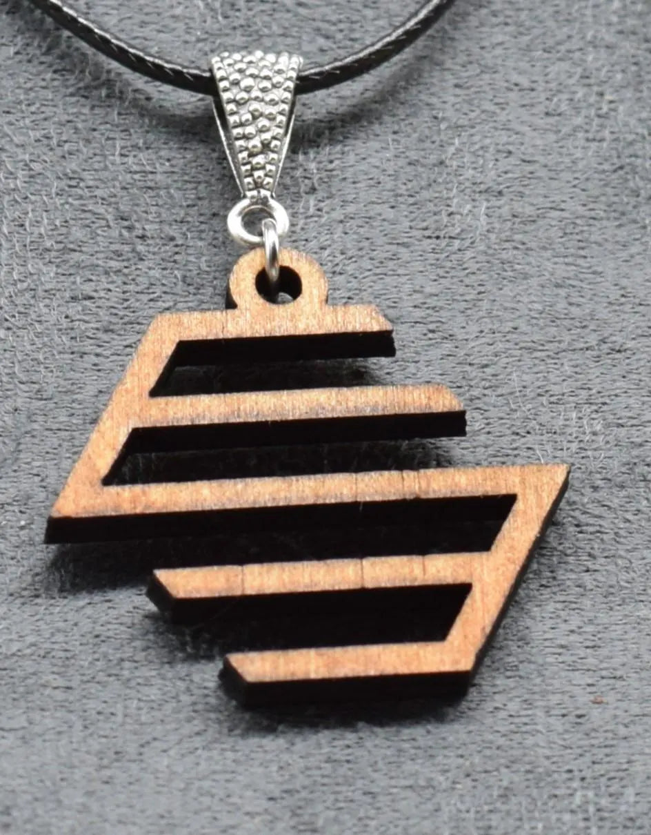 Wooden Hex Pendant on Adjustable Leatherette Necklace