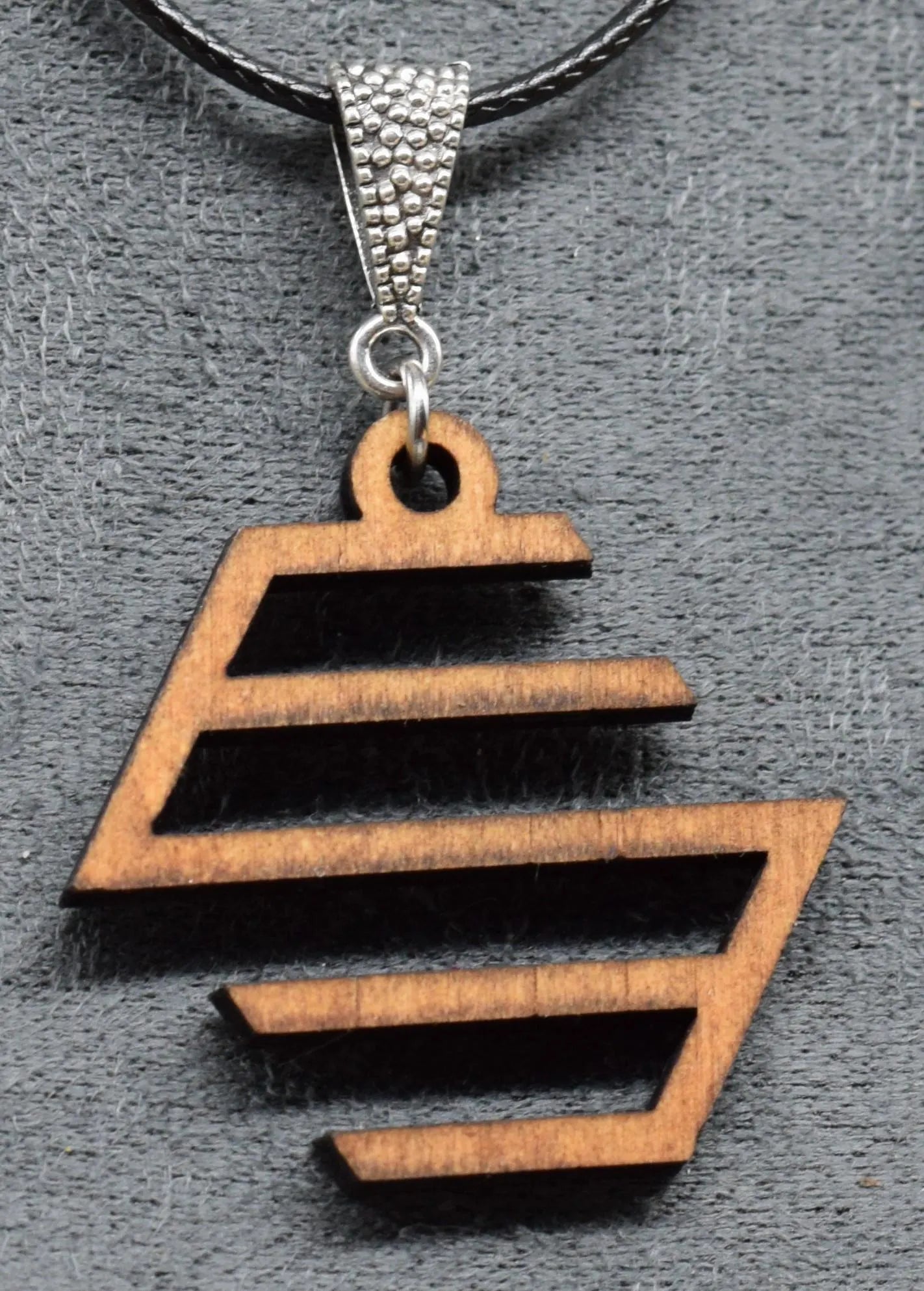 Wooden Hex Pendant on Adjustable Leatherette Necklace