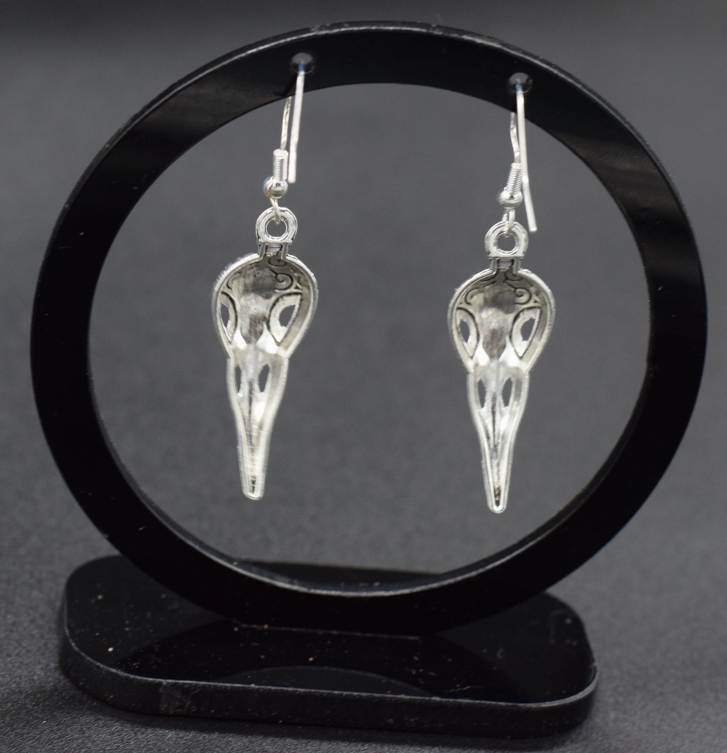 Metal Raven Skull Earrings