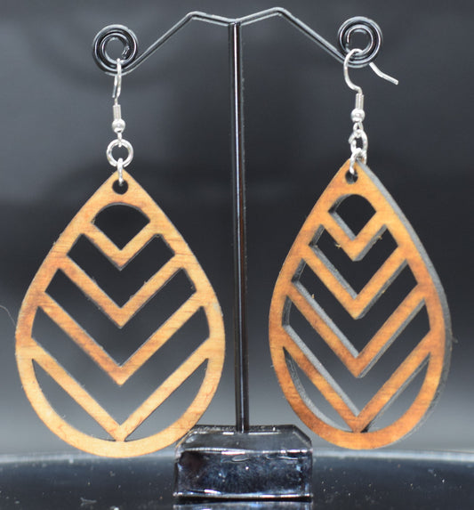 55mm Wooden Earrings on Stainless Steel Hooks