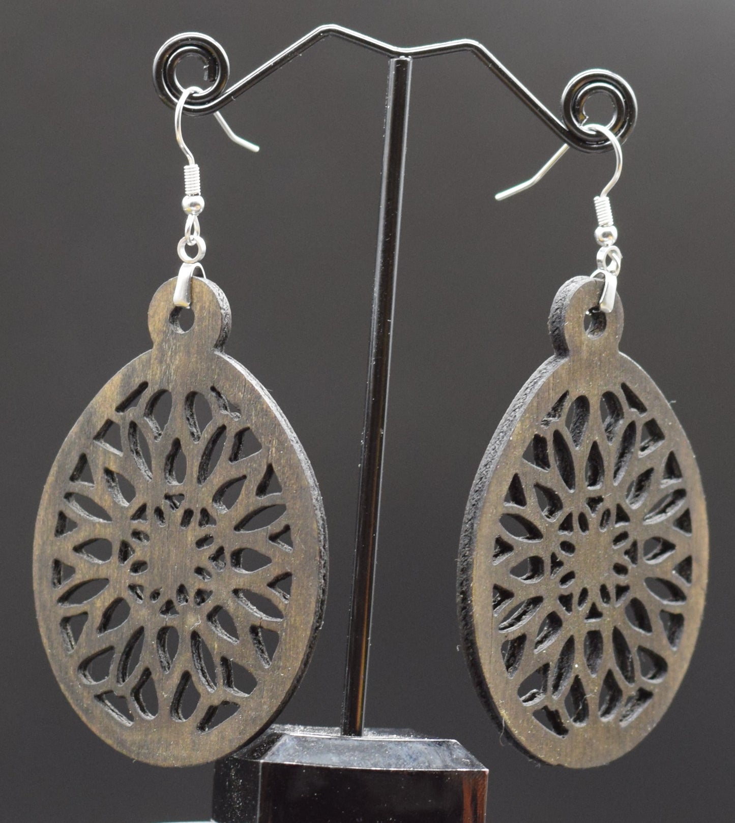 65mm Wooden Dreamcatcher Earrings on Stainless Steel Hooks