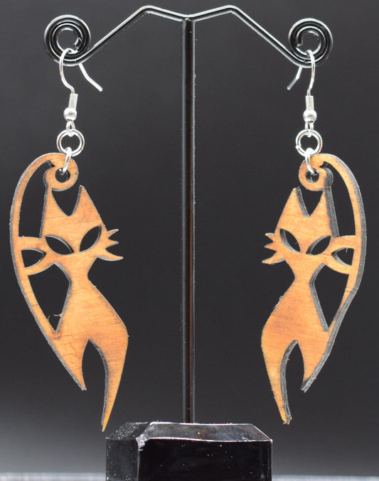 55mm Wooden Earring on Stainless Steel Hook