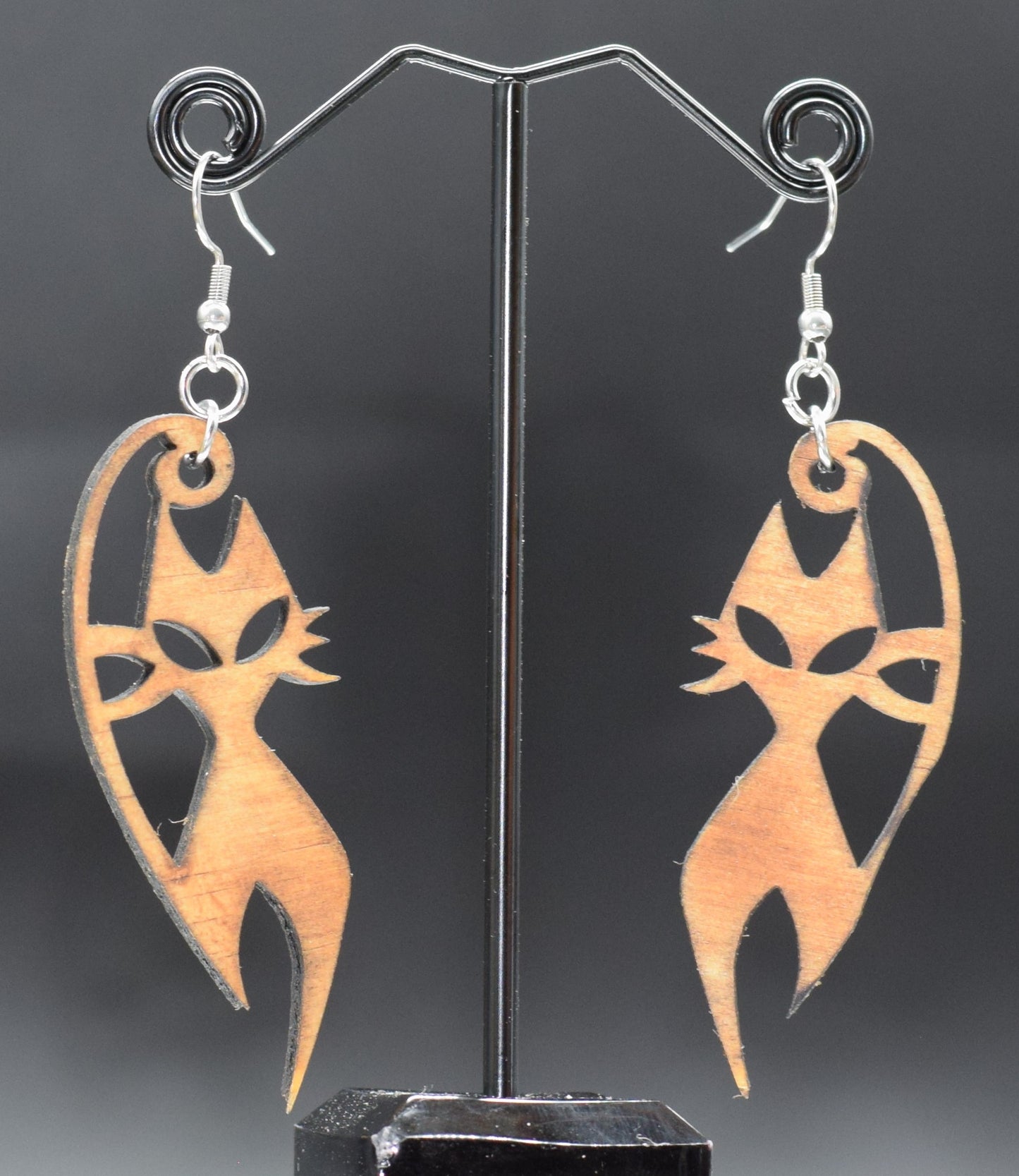 55mm Wooden Earring on Stainless Steel Hook