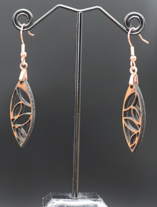 30mm Wooden Leaf Earrings on Stainless Steel Hooks