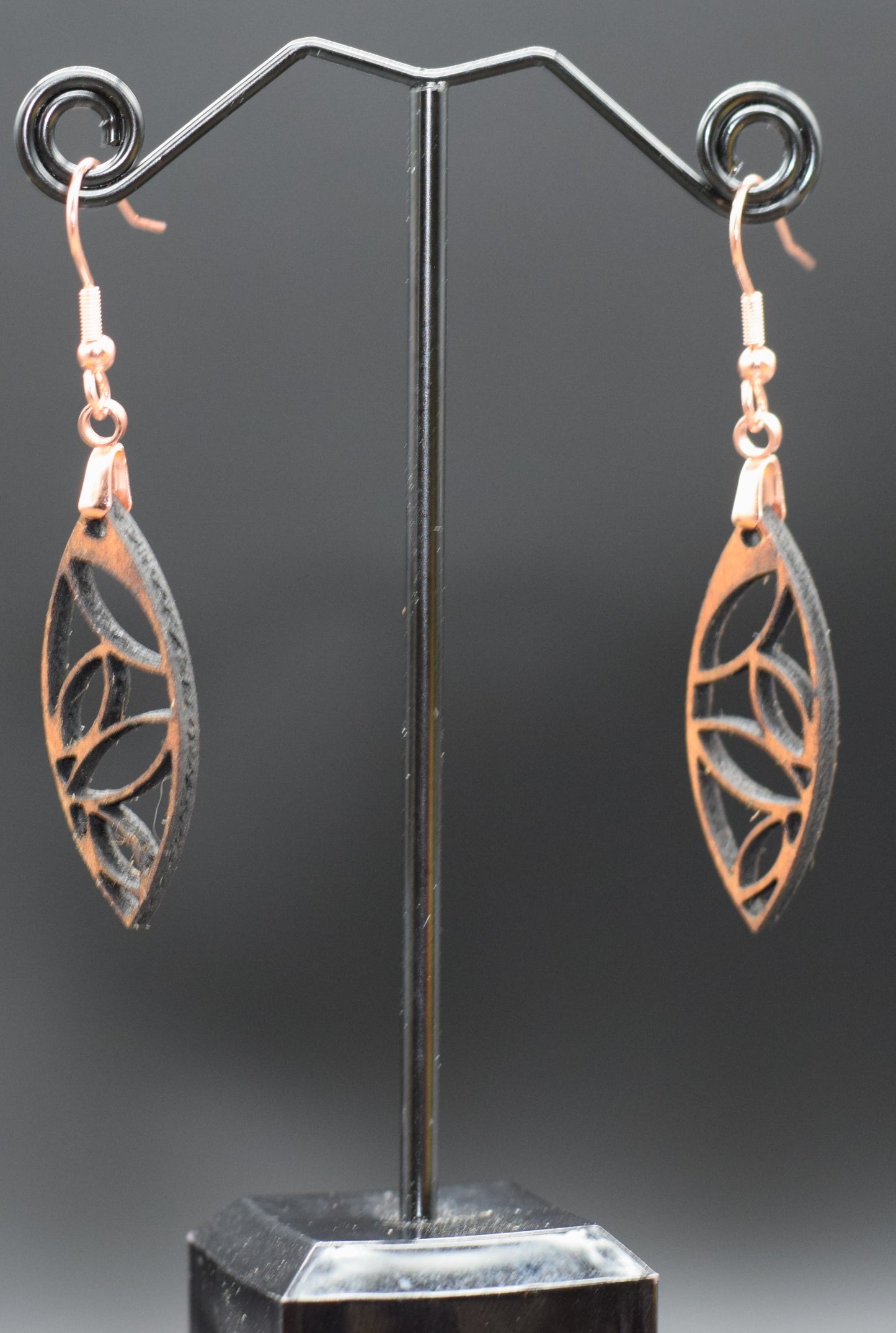 30mm Wooden Leaf Earrings on Stainless Steel Hooks