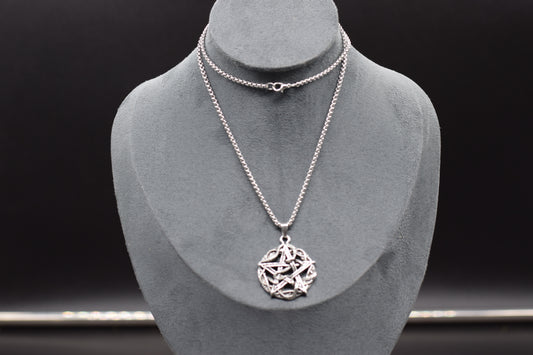 Serpent and Pentagram Pendant with Stainless Steel Chain