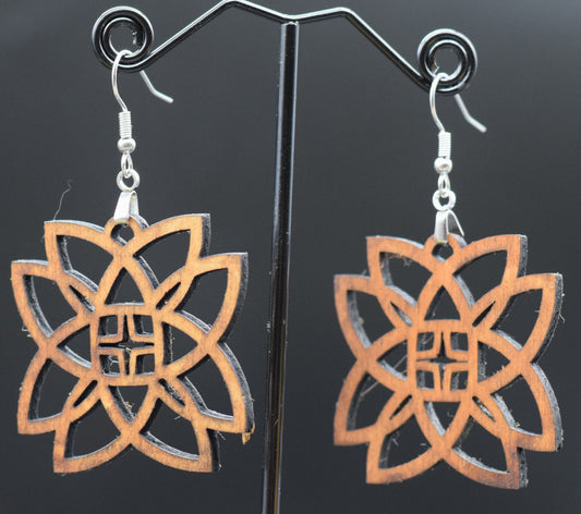 55mm Wooden Double Infinity Knot Earrings on Stainless Steel Hooks