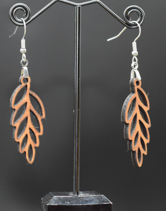 45mm Wooden Oak Vineyard Earrings on Stainless Steel Hooks