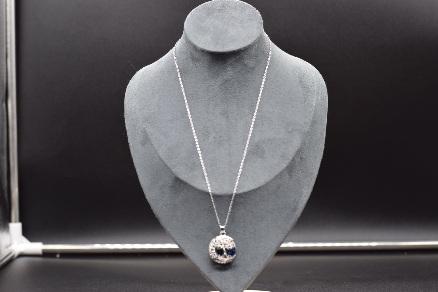 Yggdrasil Blue Gem Pendant with Adjustable Stainless Steel Chain 45-55cm