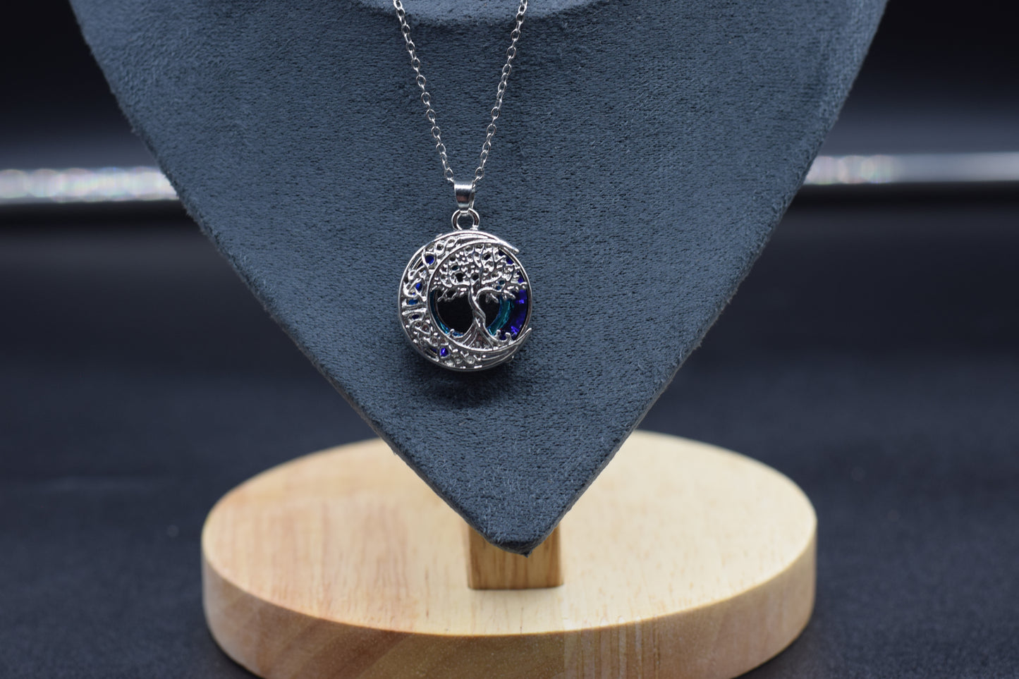 Yggdrasil Blue Gem Pendant with Adjustable Stainless Steel Chain 45-55cm