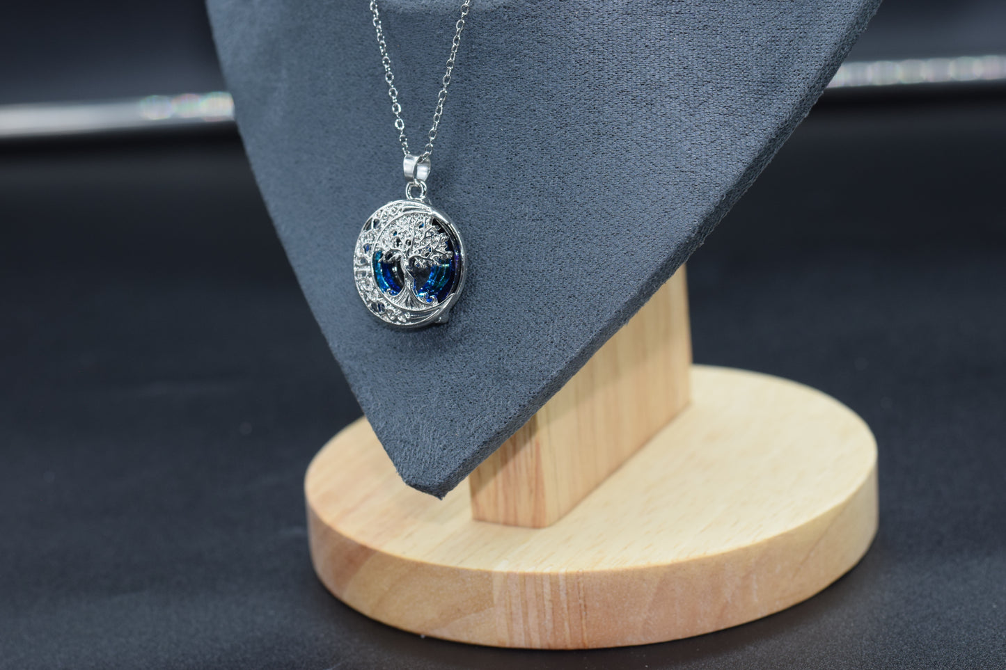 Yggdrasil Blue Gem Pendant with Adjustable Stainless Steel Chain 45-55cm