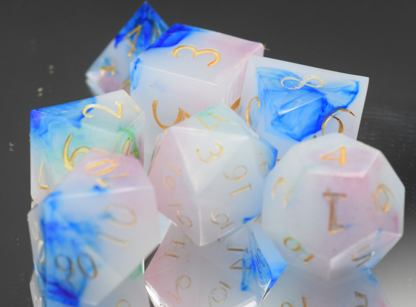 7pc Arcane Magic Sharp Edge Hand Made Dice