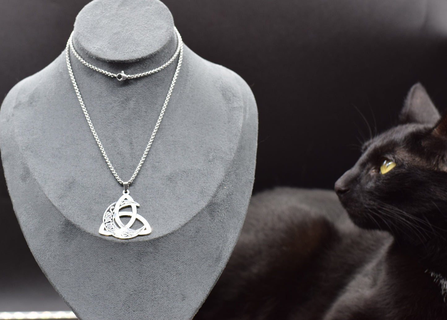 Lunar Celtic Knot Pendant with Stainless Steel Chain 55cm