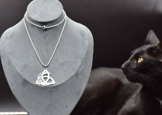 Lunar Celtic Knot Pendant with Stainless Steel Chain 55cm