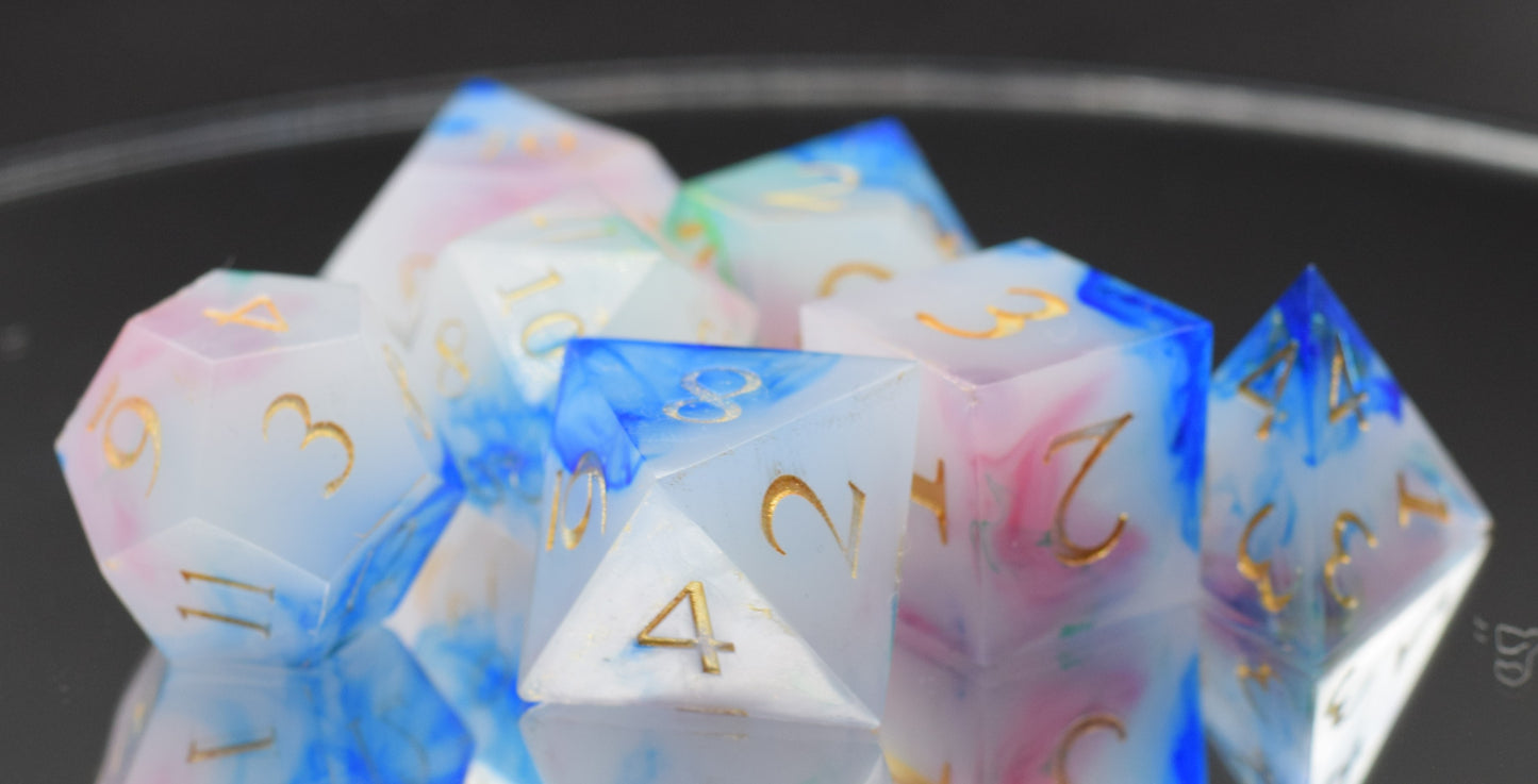 7pc Arcane Magic Sharp Edge Hand Made Dice