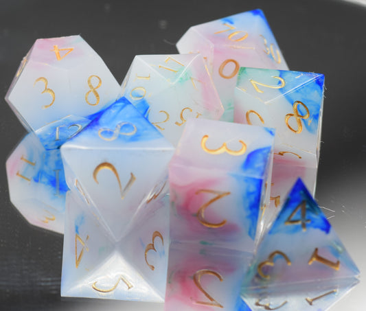 7pc Arcane Magic Sharp Edge Hand Made Dice