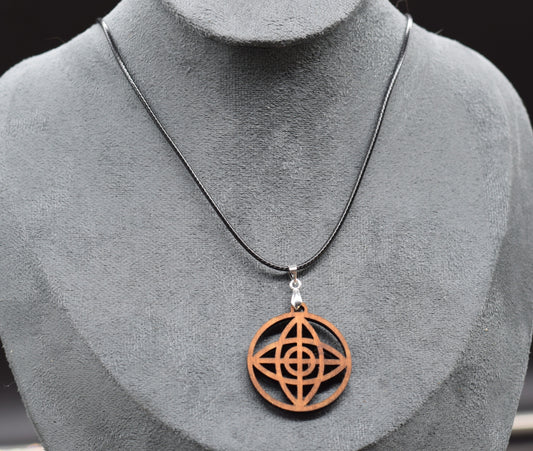 Wooden Celtic Cross Pendant on Adjustable Leatherette Necklace