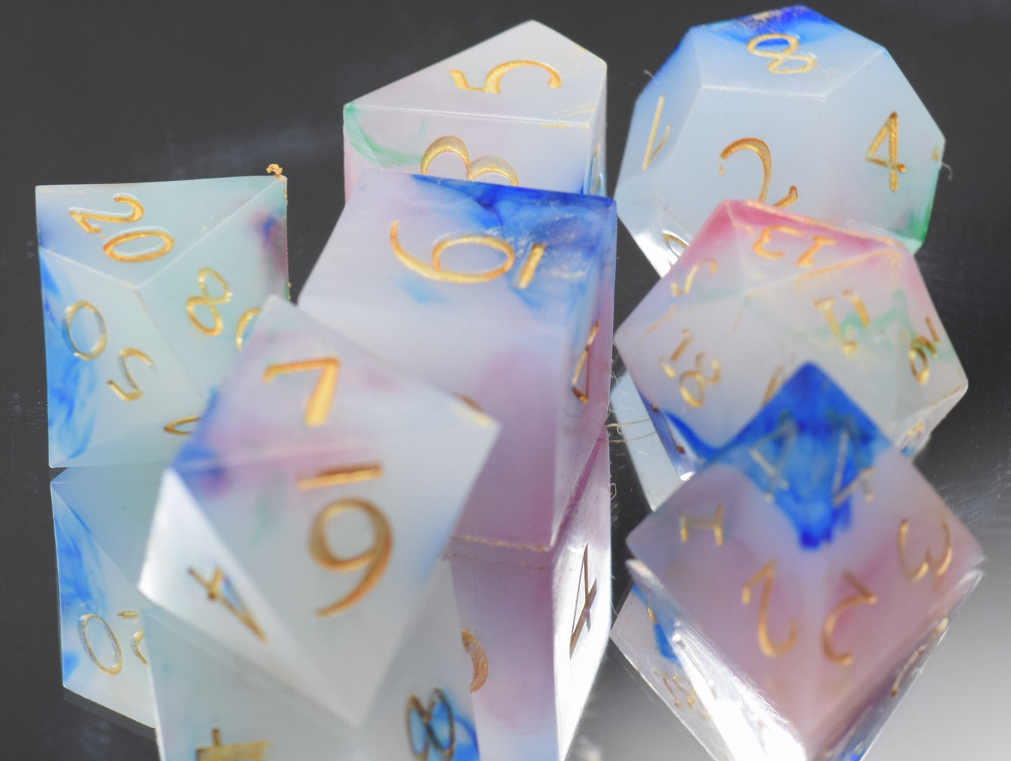 7pc Arcane Magic Sharp Edge Hand Made Dice