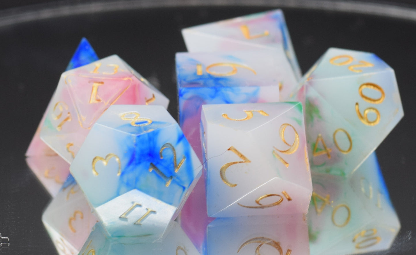 7pc Arcane Magic Sharp Edge Hand Made Dice