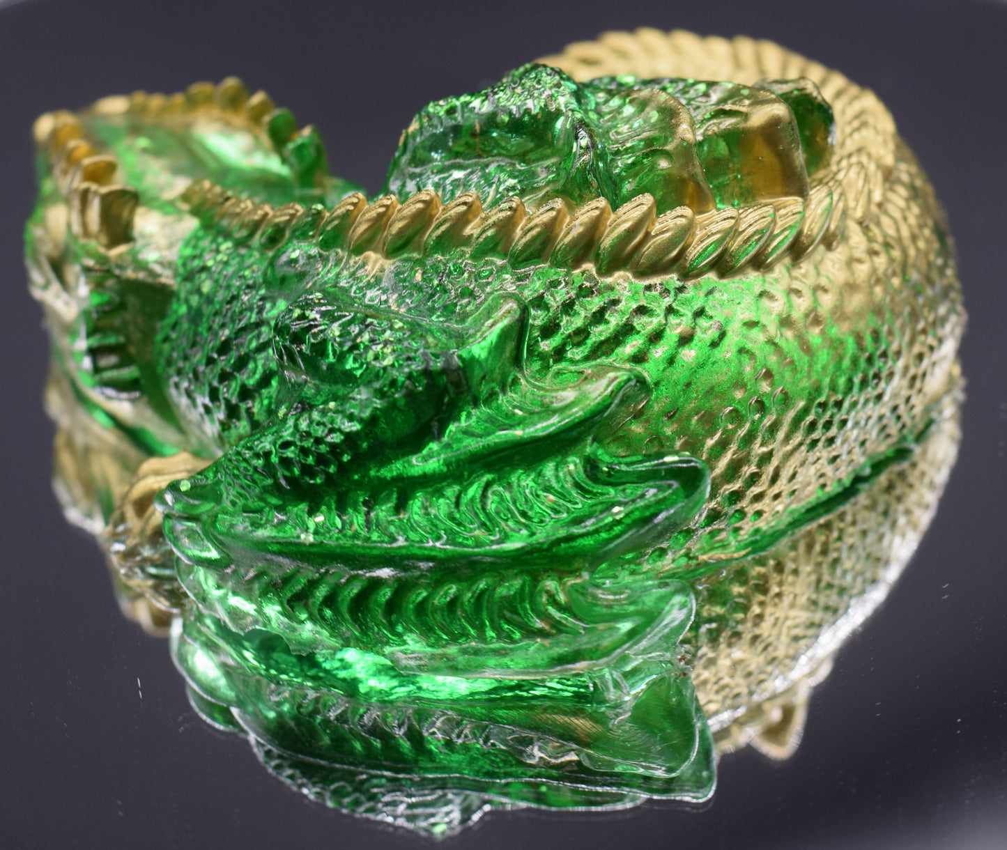 Green Dragon with Gold Spine and Claws
