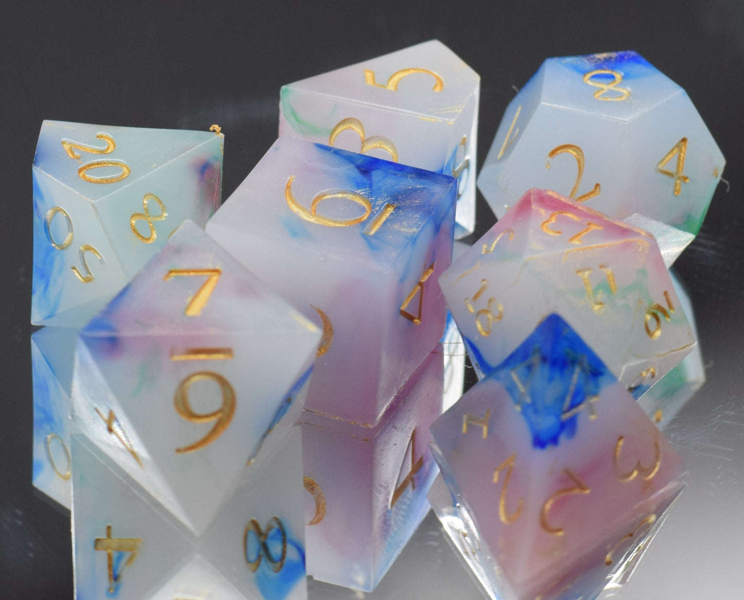 7pc Arcane Magic Sharp Edge Hand Made Dice