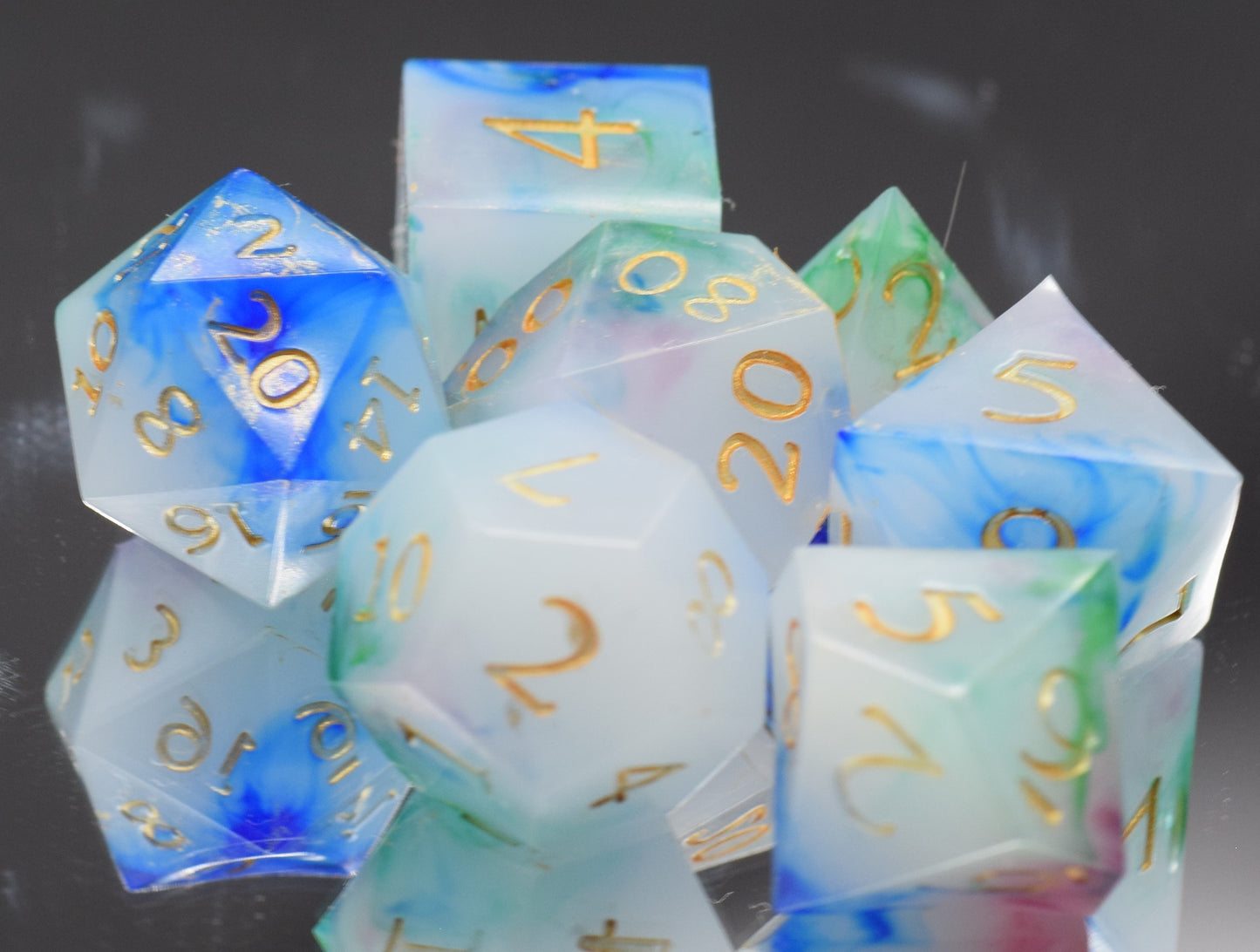 7pc Arcane Magic Sharp Edge Hand Made Dice