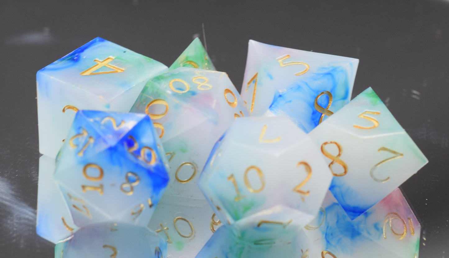 7pc Arcane Magic Sharp Edge Hand Made Dice