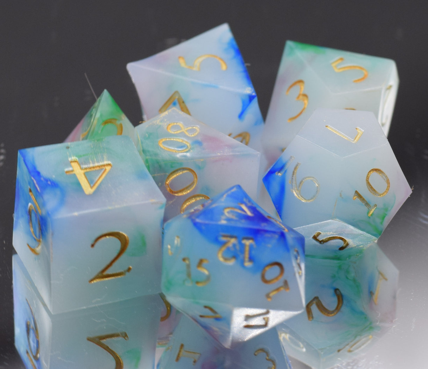 7pc Arcane Magic Sharp Edge Hand Made Dice