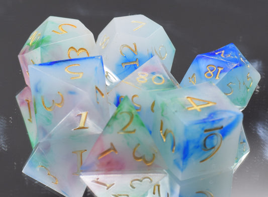 7pc Arcane Magic Sharp Edge Hand Made Dice