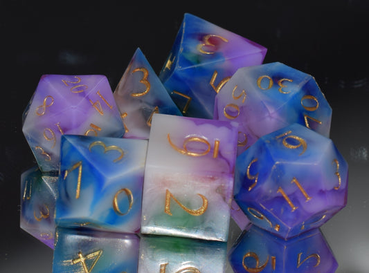 7pc Arcane Magic Sharp Edge Hand Made Dice