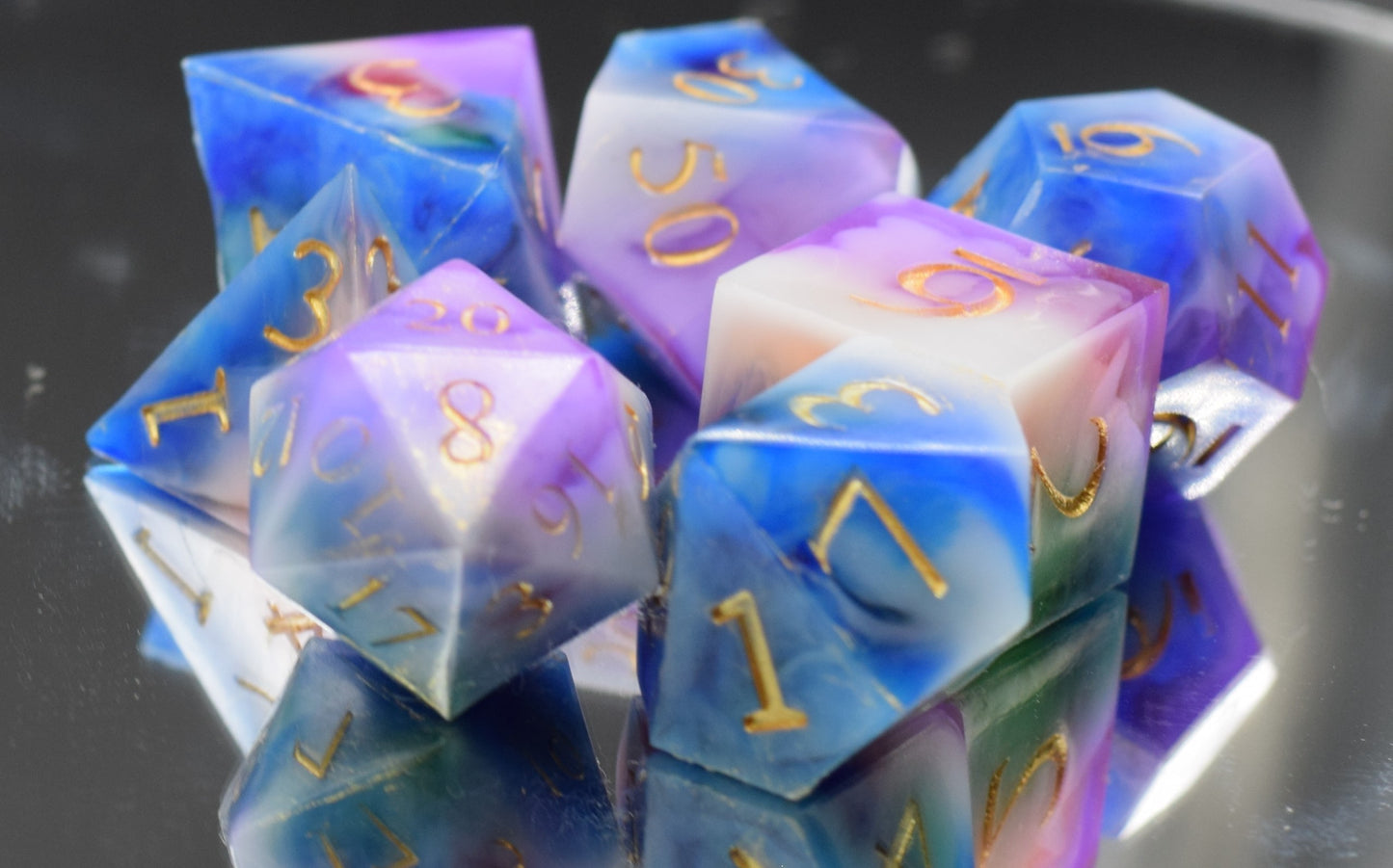 7pc Arcane Magic Sharp Edge Hand Made Dice