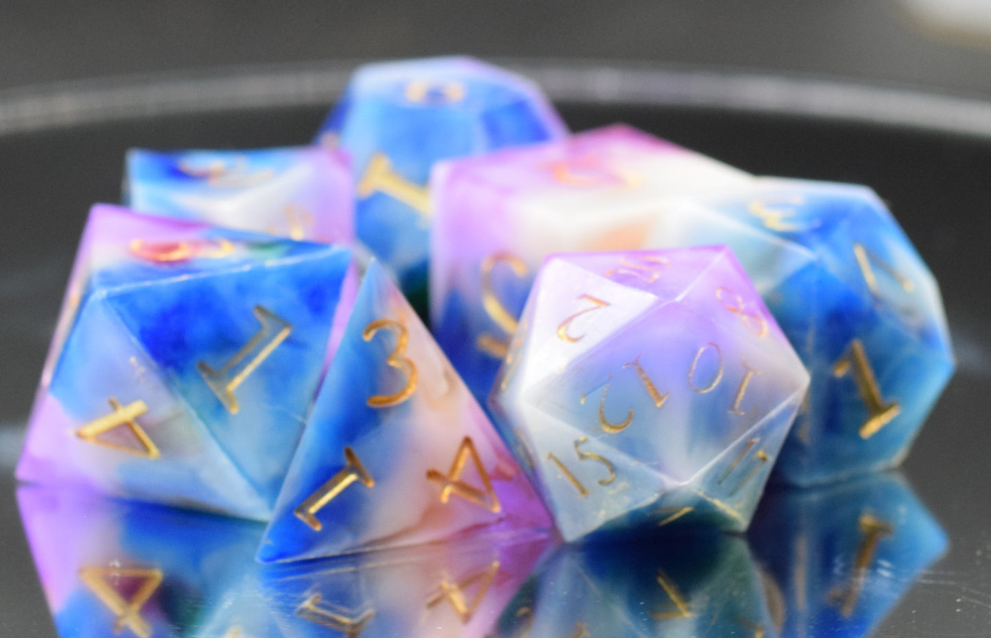 7pc Arcane Magic Sharp Edge Hand Made Dice