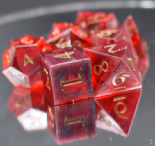 7pc Vampire Blood Sharp Edge Hand Made Dice Set