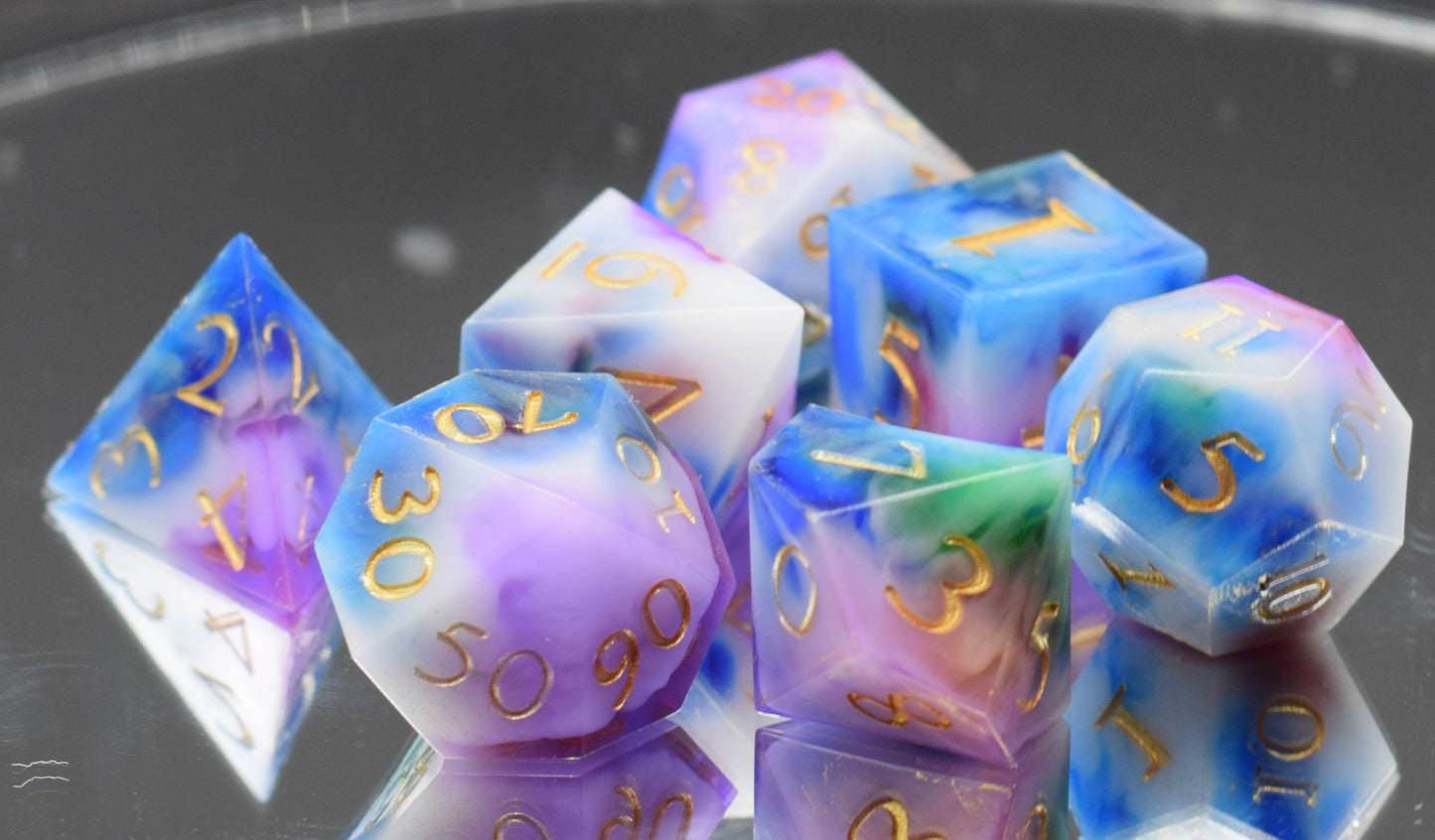 7pc Arcane Magic Sharp Edge Hand Made Dice